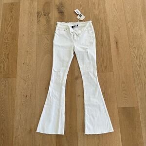 Ser O Ya - Olivia Fold Over Waist Flare Jeans in White